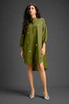 Buy_Deepika Arora_Green Cotton Bows Collared Designer Dress _at_Aza_Fashions
