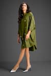 Shop_Deepika Arora_Green Cotton Bows Collared Designer Dress _Online_at_Aza_Fashions