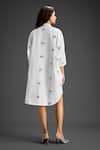 Shop_Deepika Arora_White Cotton Bows Mandarin Collar Designer Embroidered Dress _at_Aza_Fashions