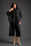 Deepika Arora_Black Cotton Collared Designer Shirt And Pant Set _Online
