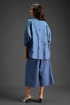 Shop_Deepika Arora_Blue Cotton Embroidery Collared Shirt And Pant Set _at_Aza_Fashions