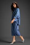 Deepika Arora_Blue Cotton Embroidery Collared Shirt And Pant Set _Online