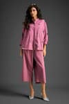 Buy_Deepika Arora_Pink Cotton Embroidery Collared Designer Shirt And Pant Set _at_Aza_Fashions