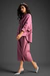 Shop_Deepika Arora_Pink Cotton Embroidery Collared Designer Shirt And Pant Set _Online_at_Aza_Fashions