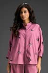 Buy_Deepika Arora_Pink Cotton Embroidery Collared Designer Shirt And Pant Set _Online