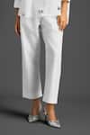 Buy_Deepika Arora_White Cotton Bows Mandarin Collar Designer Shirt And Pant Set _Online_at_Aza_Fashions