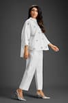Buy_Deepika Arora_White Cotton Bows Mandarin Collar Designer Shirt And Pant Set 