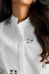 Shop_Deepika Arora_White Cotton Bows Mandarin Collar Designer Shirt And Pant Set 