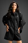 Shop_Deepika Arora_Black Cotton Bows Collared Designer Shirt And Shorts Set _Online_at_Aza_Fashions