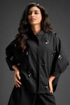 Buy_Deepika Arora_Black Cotton Bows Collared Designer Shirt And Shorts Set 