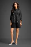 Buy_Deepika Arora_Black Cotton Bows Collared Designer Shirt And Shorts Set _Online