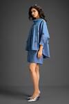 Shop_Deepika Arora_Blue Cotton Bows Collared Designer Embroidered Shirt And Shorts Set _Online_at_Aza_Fashions