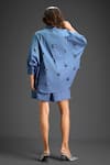 Deepika Arora_Blue Cotton Bows Collared Designer Embroidered Shirt And Shorts Set _Online