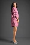 Buy_Deepika Arora_Pink Cotton Bows Mandarin Collar Designer Shirt And Shorts Set _Online_at_Aza_Fashions