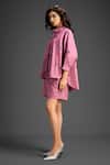 Shop_Deepika Arora_Pink Cotton Bows Mandarin Collar Designer Shirt And Shorts Set _Online_at_Aza_Fashions