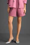 Deepika Arora_Pink Cotton Bows Mandarin Collar Designer Shirt And Shorts Set _Online