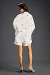 Shop_Deepika Arora_White Cotton Bows Collared Designer Embroidered Shirt And Shorts Set _at_Aza_Fashions