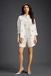 Buy_Deepika Arora_White Cotton Bows Collared Designer Embroidered Shirt And Shorts Set _at_Aza_Fashions