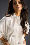 Shop_Deepika Arora_White Cotton Bows Collared Designer Embroidered Shirt And Shorts Set _Online_at_Aza_Fashions