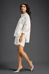 Buy_Deepika Arora_White Cotton Bows Collared Designer Embroidered Shirt And Shorts Set 