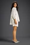 Deepika Arora_White Cotton Bows Collared Designer Embroidered Shirt And Shorts Set _Online