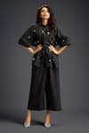 Buy_Deepika Arora_Black Cotton Embroidery Mandarin Collar Designer Shirt And Pant Set _at_Aza_Fashions