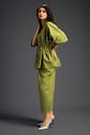 Deepika Arora_Green Cotton Embroidery Mandarin Collar Designer Shirt And Pant Set _Online_at_Aza_Fashions
