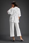 Shop_Deepika Arora_White Cotton Embroidery Collared Shirt And Pant Set _at_Aza_Fashions