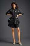 Deepika Arora_Black Cotton Mandarin Collar Designer Shirt And Shorts Set _at_Aza_Fashions