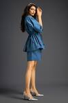 Shop_Deepika Arora_Blue Cotton Bows Mandarin Collar Designer Shirt And Shorts Set _Online_at_Aza_Fashions