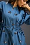 Buy_Deepika Arora_Blue Cotton Bows Mandarin Collar Designer Shirt And Shorts Set 