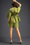 Shop_Deepika Arora_Green Cotton Bows Mandarin Collar Designer Shirt And Shorts Set _at_Aza_Fashions