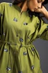 Buy_Deepika Arora_Green Cotton Bows Mandarin Collar Designer Shirt And Shorts Set 