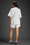 Shop_Deepika Arora_White Cotton Embroidery Mandarin Collar Designer Shirt And Shorts Set _at_Aza_Fashions