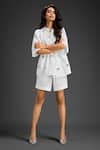 Shop_Deepika Arora_White Cotton Embroidery Mandarin Collar Designer Shirt And Shorts Set _Online_at_Aza_Fashions