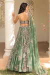 Shop_Label Astha Chhabra_Green Silk Organza Sequins, Embroidery V-neck Designer Jade Lehenga Set _at_Aza_Fashions