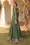 Shop_Label Astha Chhabra_Green Silk Organza Embroidery Round Neck Jade Hand Anarkali Set _at_Aza_Fashions