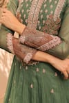 Buy_Label Astha Chhabra_Green Silk Organza Embroidery Round Neck Jade Hand Anarkali Set _Online_at_Aza_Fashions