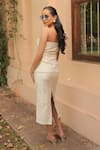 Shop_Label Astha Chhabra_Off White Organza Embroidery Square Neck Corset And Skirt Set _at_Aza_Fashions