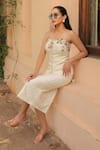 Shop_Label Astha Chhabra_Off White Organza Embroidery Square Neck Corset And Skirt Set _Online_at_Aza_Fashions
