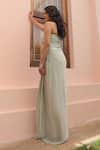 Shop_Label Astha Chhabra_Green Satin, Organza Embroidery Sage Corset And Skirt Set _at_Aza_Fashions