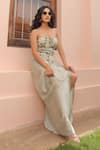 Buy_Label Astha Chhabra_Green Satin, Organza Embroidery Sage Corset And Skirt Set _Online_at_Aza_Fashions