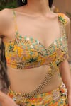Buy_Label Astha Chhabra_Yellow Chiffon, Georgette Sequins, Beads Designer Pre-draped Saree And Blouse _Online_at_Aza_Fashions