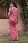 Shop_Label Astha Chhabra_Pink Crepe, Organza Embroidery Round Neck, Hot Designer Jacket And Skirt Set _at_Aza_Fashions