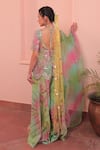 Shop_Label Astha Chhabra_Green Organza Sequins, Embroidery V-neck Pink Tie Dye Designer Set _at_Aza_Fashions