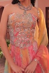 Buy_Label Astha Chhabra_Green Organza Sequins, Embroidery, Beads Designer Pink Tie Dye Lehenga Set _Online_at_Aza_Fashions