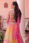 Shop_Label Astha Chhabra_Yellow Organza Sequins, Beads Sweetheart Designer Mixed Embroidered Lehenga Set _at_Aza_Fashions
