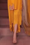 Label Astha Chhabra_Yellow Silk, Satin, Georgette, Organza Embroidery Round Neck Designer Kurta Set _Online_at_Aza_Fashions