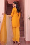 Shop_Label Astha Chhabra_Yellow Silk, Satin, Georgette, Organza Embroidery Round Neck Designer Kurta Set _at_Aza_Fashions