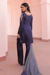 Shop_Label Astha Chhabra_Purple Silk, Satin, Georgette, Organza Embroidery Round Designer Deep Kurta Set _at_Aza_Fashions